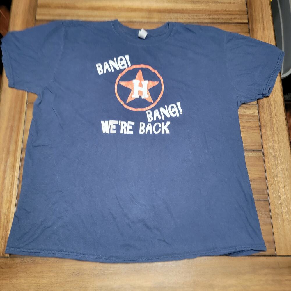 Houston Astros Dark Blue Unisex Tee "Bang! Bang! We're Back" Size 2XL